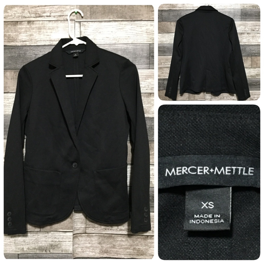 Mercer Mettle Blazer Jacket Women’s XS Black One Button Stretch